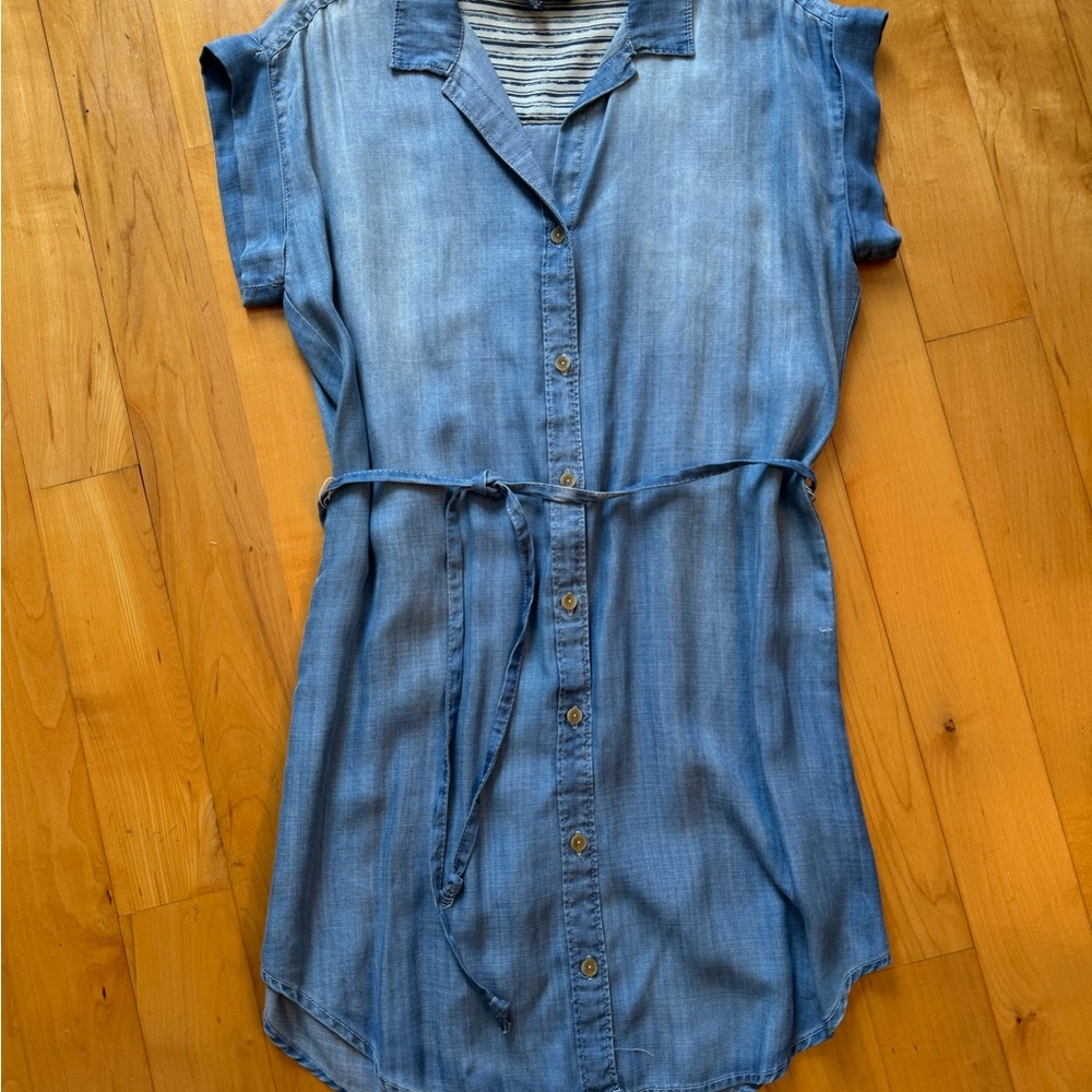 Denim Short Sleeve Shirt Dress
